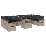 Set Divani da Giardino 11 pz con Cuscini in Polyrattan Grigio