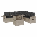 Set Divani da Giardino 7pz con Cuscini Grigio Chiaro Polyrattan