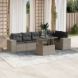 Set Divani da Giardino 7pz con Cuscini Grigio Chiaro Polyrattan