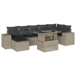 Set Divano da Giardino 8pz con Cuscini Grigio Chiaro Polyrattan