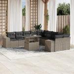 Set Divani da Giardino 11 pz con Cuscini in Polyrattan Grigio