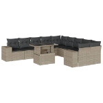 Set Divani da Giardino 11 pz con Cuscini in Polyrattan Grigio