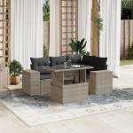 Set Divano da Giardino 5pz con Cuscini Grigio Chiaro Polyrattan