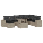 Set Divano da Giardino 9pz con Cuscini Grigio Chiaro Polyrattan