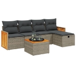 Set Divano da Giardino 6 pz con Cuscini Grigio in Polyrattan