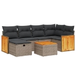 Set Divani da Giardino 7 pz con Cuscini Grigio in Polyrattan