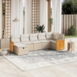 Set Divani da Giardino 7 pz con Cuscini Beige in Polyrattan