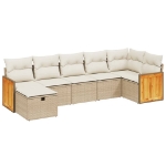 Set Divani da Giardino 7 pz con Cuscini Beige in Polyrattan