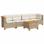 Set Divano da Giardino 5 pz con Cuscini Beige in Polyrattan