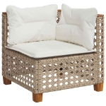 Set Divano da Giardino 9 pz con Cuscini Beige in Polyrattan
