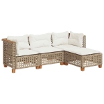 Set Divano da Giardino 4 pz con Cuscini Beige in Polyrattan