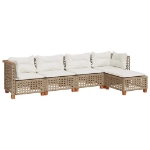 Set Divano da Giardino 5 pz con Cuscini Beige in Polyrattan