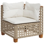 Set Divano da Giardino 4 pz con Cuscini Beige in Polyrattan