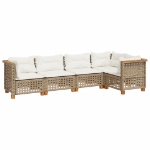 Set Divano da Giardino 5 pz con Cuscini Beige in Polyrattan