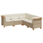 Set Divano da Giardino 5 pz con Cuscini Beige in Polyrattan