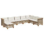 Set Divano da Giardino 8 pz con Cuscini Beige in Polyrattan