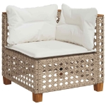 Set Divano da Giardino 9 pz con Cuscini Beige in Polyrattan
