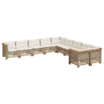 Set Divano da Giardino 10 pz con Cuscini Beige in Polyrattan