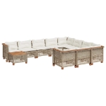 Set Divani da Giardino 11 pz con Cuscini Beige in Polyrattan