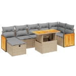 Set Divano da Giardino 8 pz con Cuscini Beige in Polyrattan