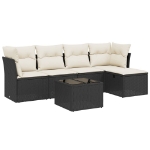 Set Divano da Giardino 6 pz con Cuscini Nero in Polyrattan