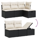 Set Divano da Giardino 6 pz con Cuscini Nero in Polyrattan
