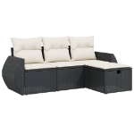 Set Divani da Giardino 4 pz con Cuscini Nero in Polyrattan