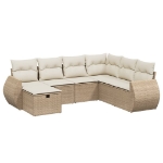 Set Divani da Giardino 7 pz con Cuscini Beige in Polyrattan