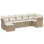 Set Divani da Giardino 7 pz con Cuscini Beige in Polyrattan