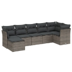 Set Divani da Giardino 7 pz con Cuscini Grigio in Polyrattan
