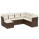 Set Divani da Giardino 7 pz con Cuscini Marrone in Polyrattan