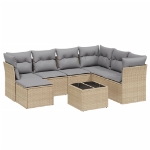 Set Divano da Giardino 8 pz con Cuscini Beige Misto Polyrattan