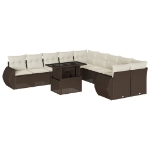 Set Divani da Giardino 11 pz con Cuscini Polyrattan Marrone