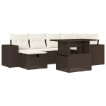 Set Divani da Giardino 7 pz con Cuscini Marrone in Polyrattan