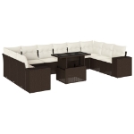 Set Divani da Giardino 11 pz con Cuscini Polyrattan Marrone