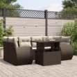 Set Divani da Giardino 7 pz con Cuscini Marrone in Polyrattan