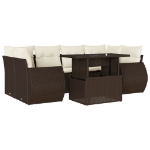 Set Divani da Giardino 7 pz con Cuscini Marrone in Polyrattan