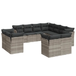 Set Divani da Giardino 11 pz con Cuscini in Polyrattan Grigio