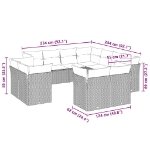 Set Divani da Giardino 11 pz con Cuscini in Polyrattan Grigio