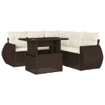 Set Divano da Giardino 6 pz con Cuscini Marrone in Polyrattan