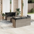 Set Divano da Giardino 6pz con Cuscini Grigio Chiaro Polyrattan