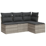 Set Divano da Giardino 4pz con Cuscini Grigio Chiaro Polyrattan