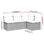 Set Divano da Giardino 4pz con Cuscini Grigio Chiaro Polyrattan