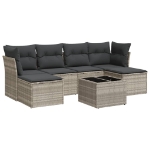Set Divani da Giardino 7pz con Cuscini Grigio Chiaro Polyrattan