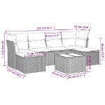 Set Divani da Giardino 7pz con Cuscini Grigio Chiaro Polyrattan