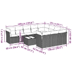 Set Divani da Giardino 11 pz con Cuscini in Polyrattan Grigio