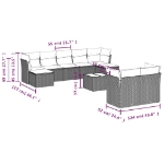 Set Divano da Giardino 10 pz con Cuscini Beige in Polyrattan
