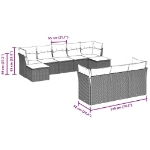 Set Divano Giardino 10 pz con Cuscini Grigio Chiaro Polyrattan