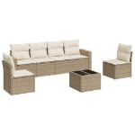 Set Divani da Giardino 7 pz con Cuscini Beige in Polyrattan