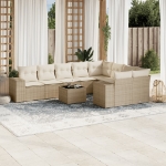 Set Divano da Giardino 10 pz con Cuscini Beige in Polyrattan